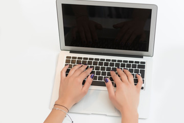 Fototapeta premium business woman working in her office on her laptop. Business concept