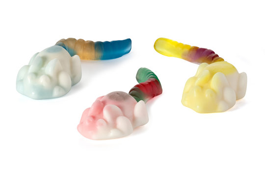 Multicolored Trolli Playmouse fruit gummy candy. Jelly Bean