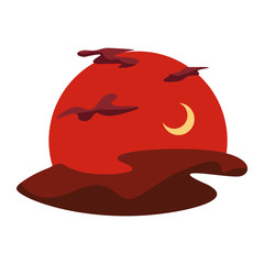 landscape night moon clouds