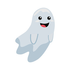 happy halloween ghost on white background