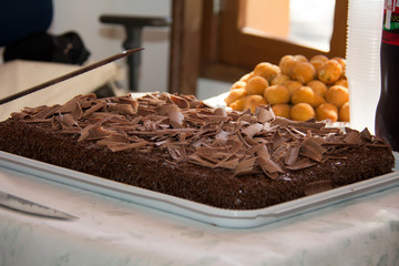 chocolate brownies with nuts and raisins