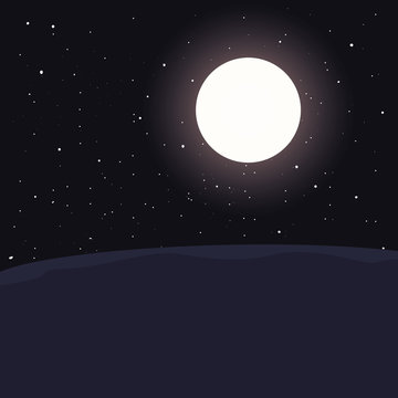 night moon stars landscape