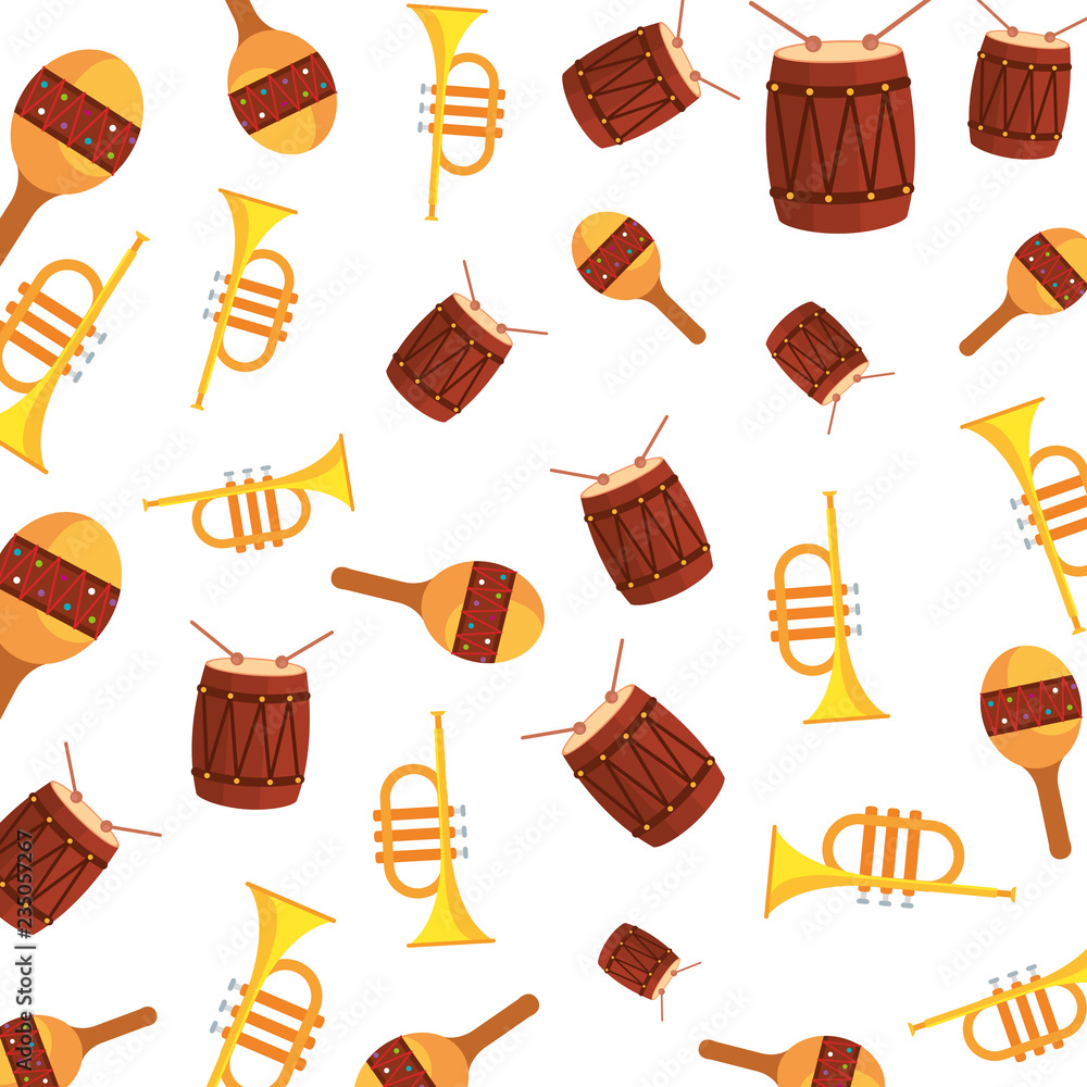 Poster tropical instruments pattern background