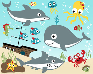 Vector set of marine animals cartoon