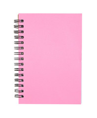 Pink notebook isolated on white background