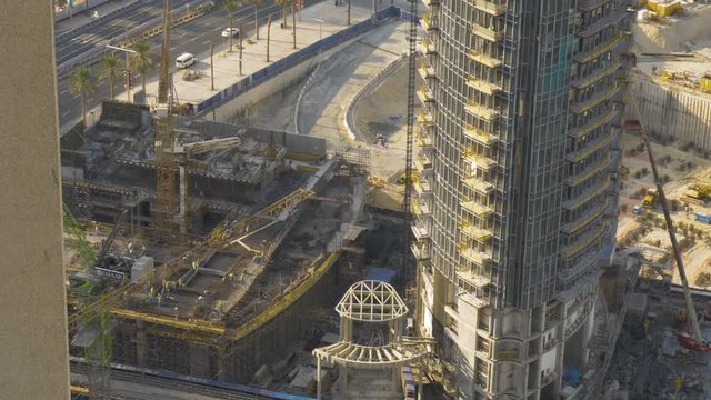 View from above onto a building site, Dubai, UAE