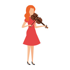 woman playing violin character
