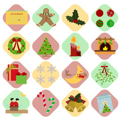 Fototapeta na wymiar Christmas theme flat icons