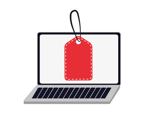 laptop computer online shopping tag