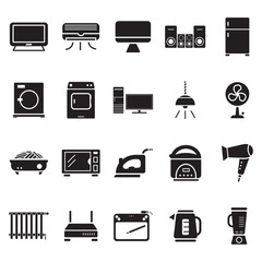 Home electric appliances solid icons