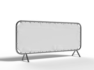 Blank crowd barrier cover and banner Cover for branding or event. 3d render illustration.