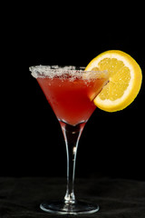 Cosmopolitan Cocktail with cranberry juice, vodka, lime juice and cointreau