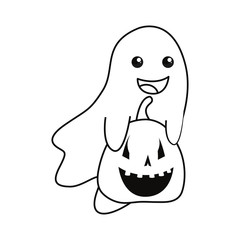 happy halloween ghost and pumpkin