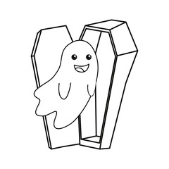 cute ghost coming out coffin halloween party