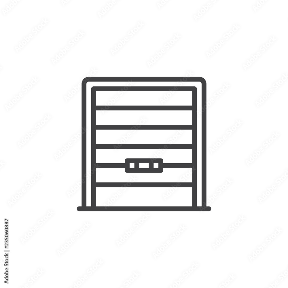 Poster garage door outline icon. linear style sign for mobile concept and web design. shutter gate simple l