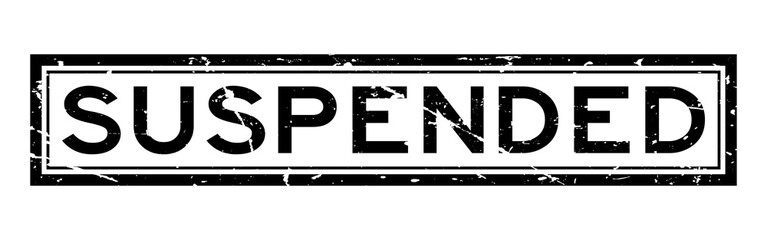 Grunge black suspended word square rubber seal stamp on white background