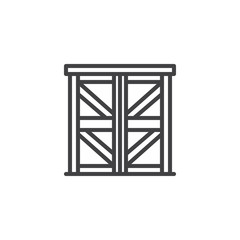 Double wood door outline icon. linear style sign for mobile concept and web design. Entrance door simple line vector icon. Symbol, logo illustration. Pixel perfect vector graphics