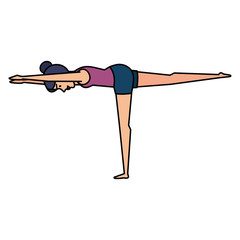 woman practicing yoga position