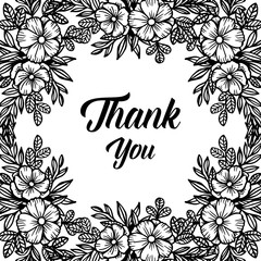 Thank you lettering design with flower vector illustration