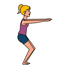 woman practicing yoga position