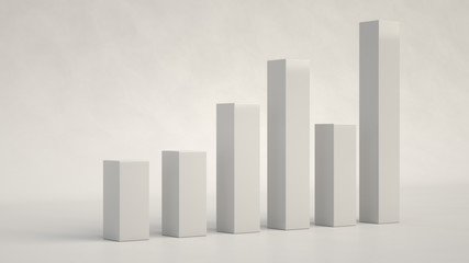 White bar diagram on white background