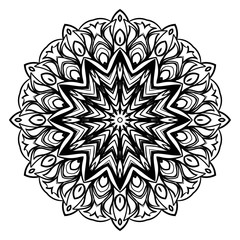 Round pattern flower mandala. circle floral ornament. Decorative illustration.