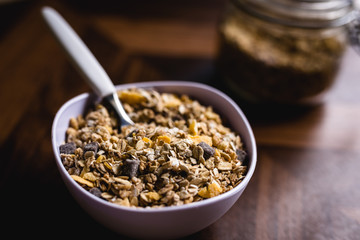 Cereal, seeds and oats, healthy meal.