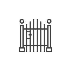 House entrance gate outline icon. linear style sign for mobile concept and web design. Closed gate simple line vector icon. Fence door symbol, logo illustration. Pixel perfect vector graphics