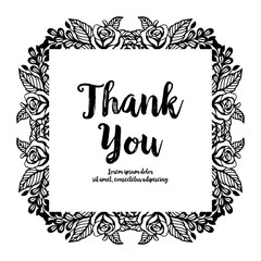 Greeting card with floral ornament and thank you text vector