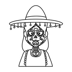 mexica woman with catrina costume