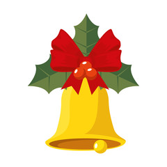 christmas bells and leafs decorative icon