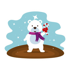 cute polar bear christmas character