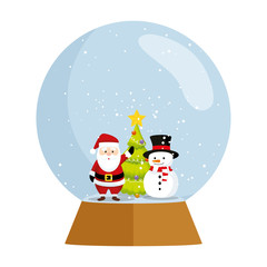 christmas santa claus with tree in sphere snow