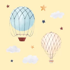 Fototapete Watercolor air baloon illustration © zenina