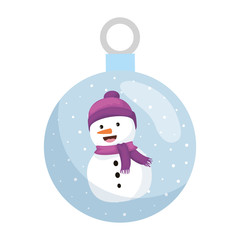 crystal ball with snowman christmas character