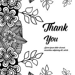 Stylish floral background with text thank you vector art