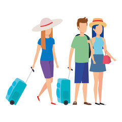 young people with suitcases travel