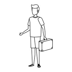 young man with suitcase travel