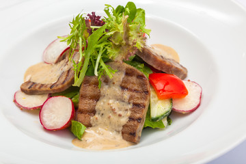 Salad with tongue and radish
