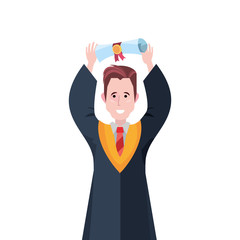 grauate man holding certificate school