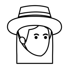 tourist girl with summer hat head character