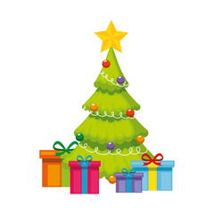 merry christmas tree with gifts