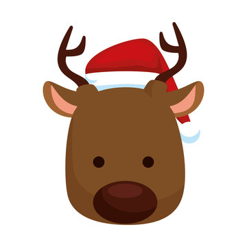 cute reindeer head christmas character