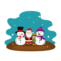 christmas santa claus with snowman characters