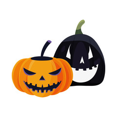 halloween pumpkins on white background