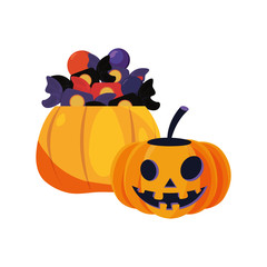 halloween pumpkins with sweet candies