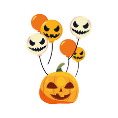 halloween pumpkin and scary balloons decoration