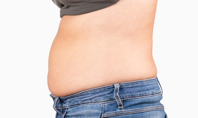 fat belly isolated on white background