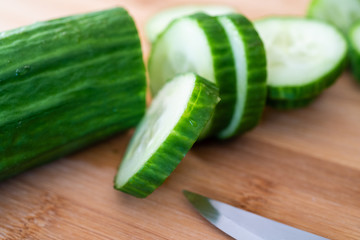 fresh sliced cucumbers to prepare a snack