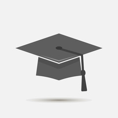 Graduation cap vector icon. Hight school symbol on gray background. Layers grouped for easy editing illustration. For your design.